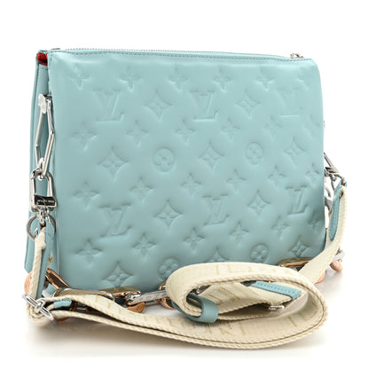 Louis Vuitton Lambskin Embossed Monogram Coussin PM Bleu 3 of 10