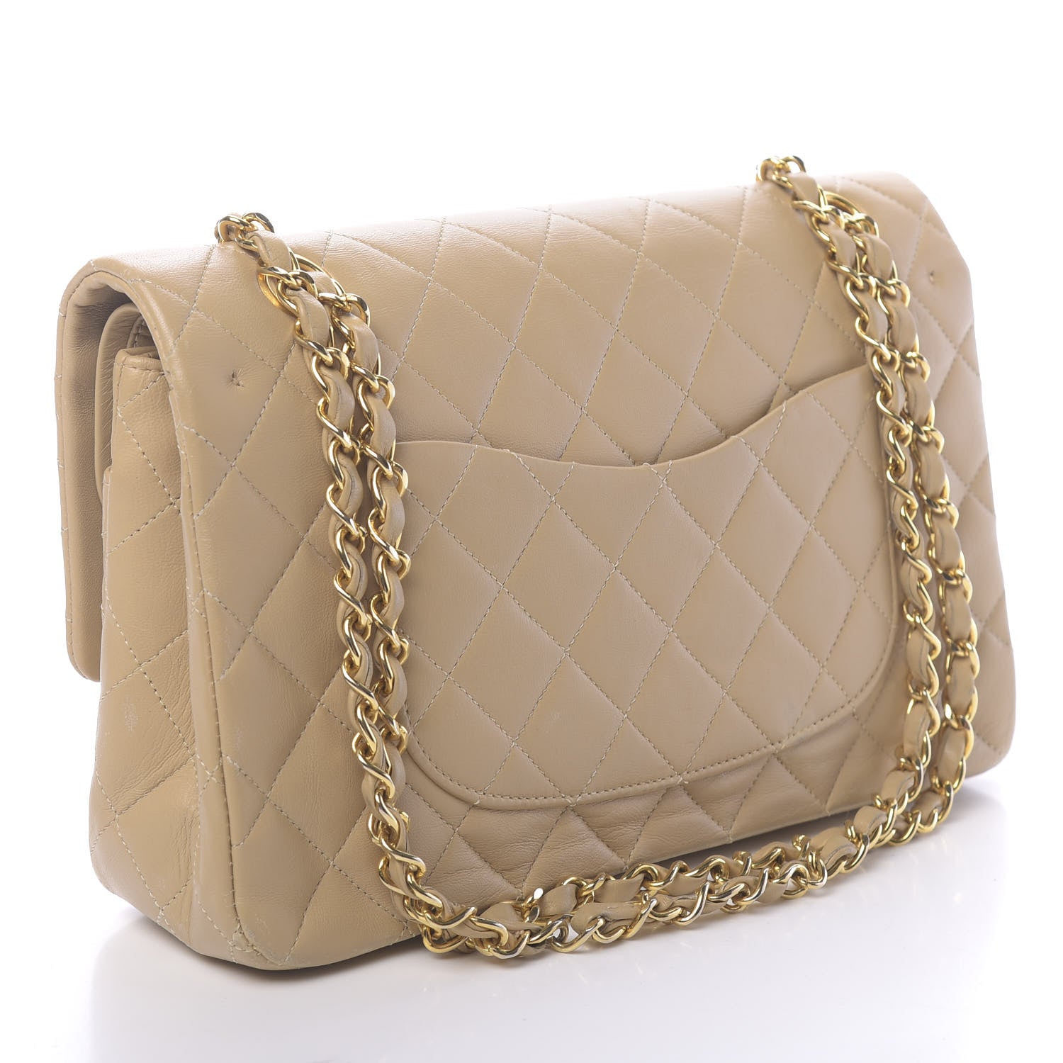 Chanel Lambskin Quilted Medium Double Flap Beige 3 of 18