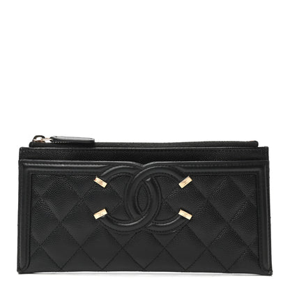Chanel Caviar Quilted Filigree Zip Pouch Black 1 of 7