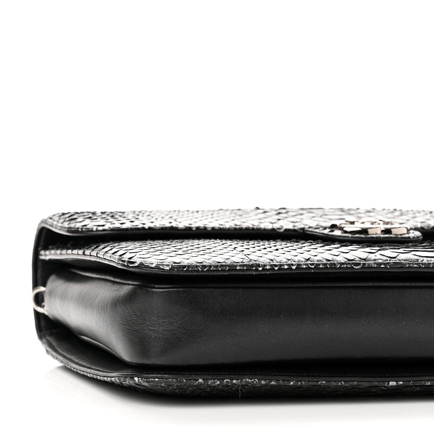 Snakeskin Large Perfect Edge Flap Silver