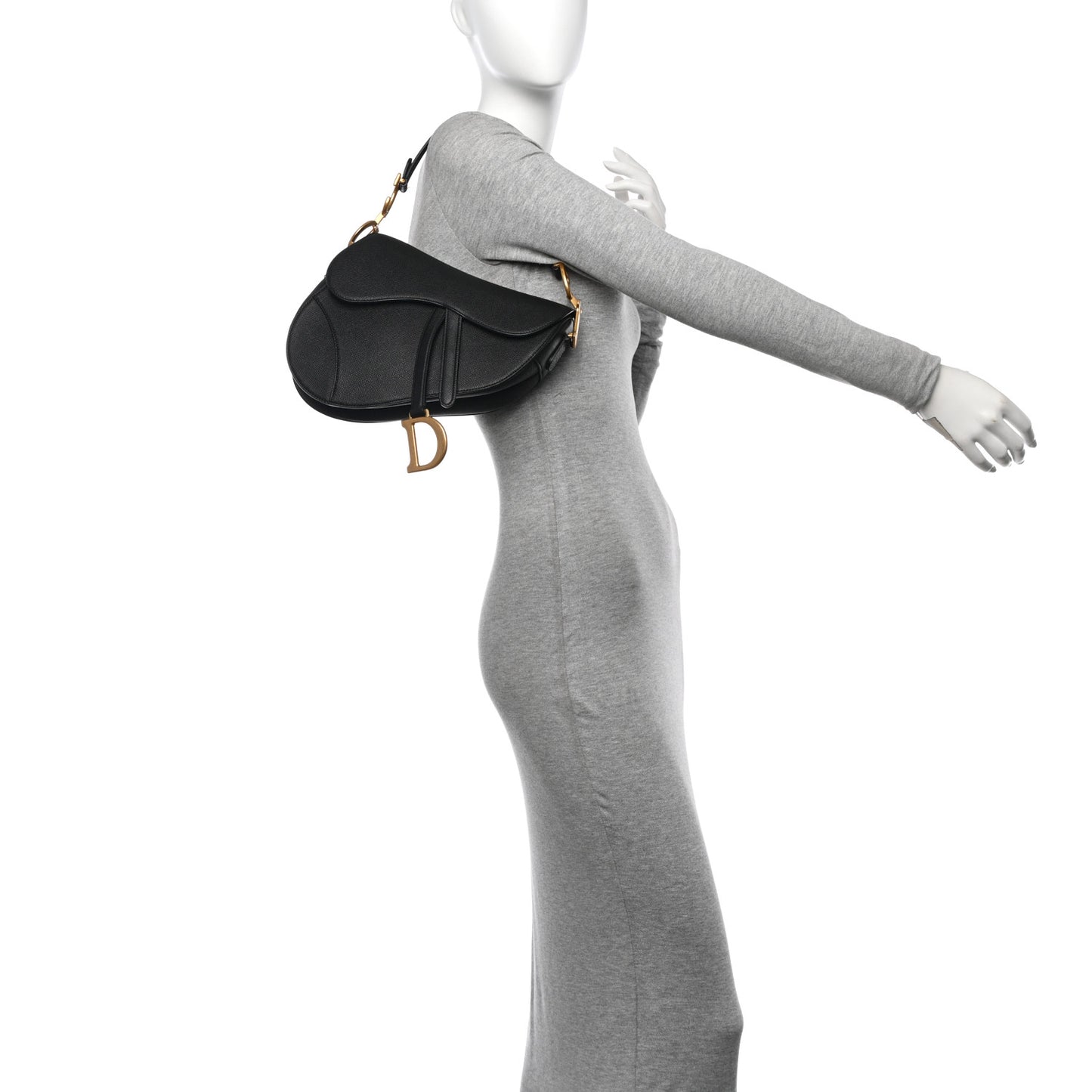 Grained Calfskin Saddle Bag Black