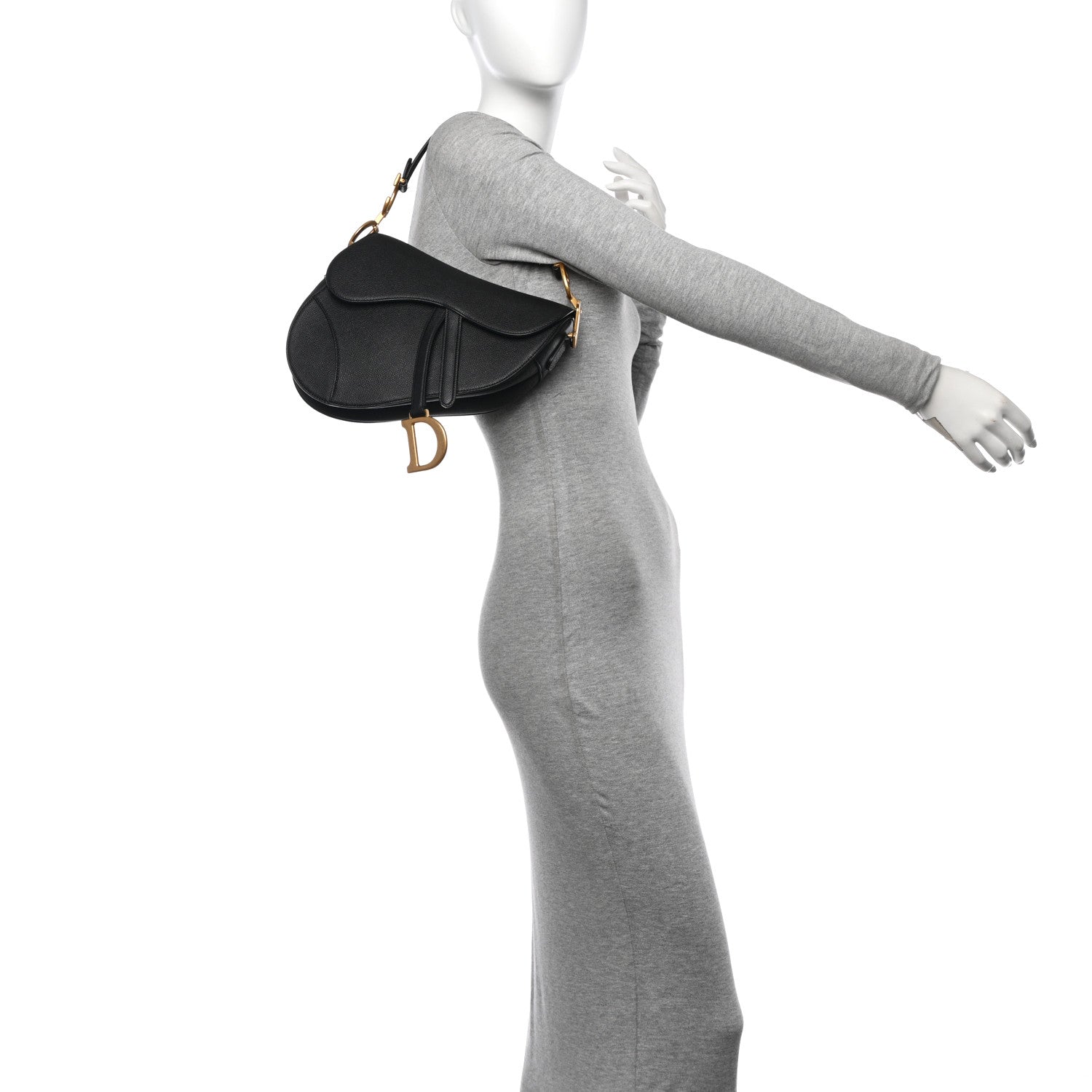 Christian Dior Grained Calfskin Saddle Bag Black 2 of 10