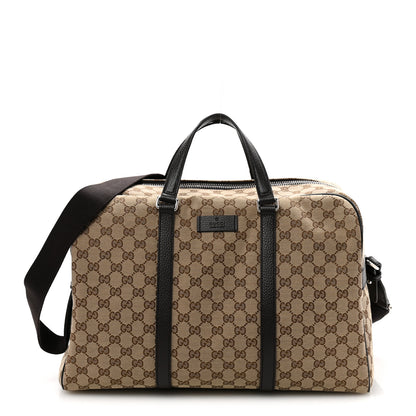Gucci Monogram Dollar Calfskin Boston Duffle Bag Beige Ebony Testa di Moro Marrone Scuro 1 of 9