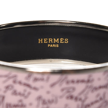 Hermes Enamel Printed Handwriting Wide Bracelet 62 4 of 4