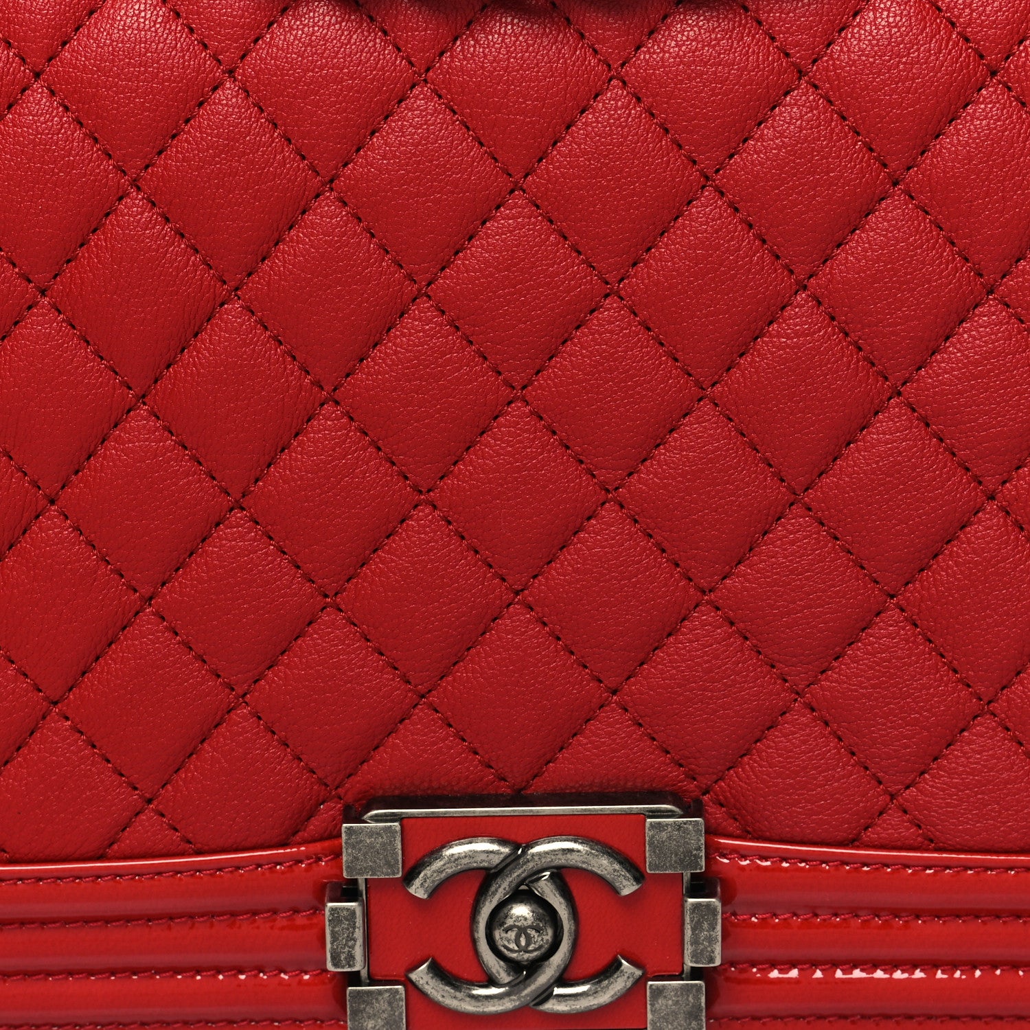 Chanel Goatskin Patent Quilted New Medium Boy Flap Red 8 of 11