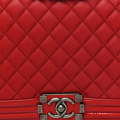 Chanel Goatskin Patent Quilted New Medium Boy Flap Red 8 of 11