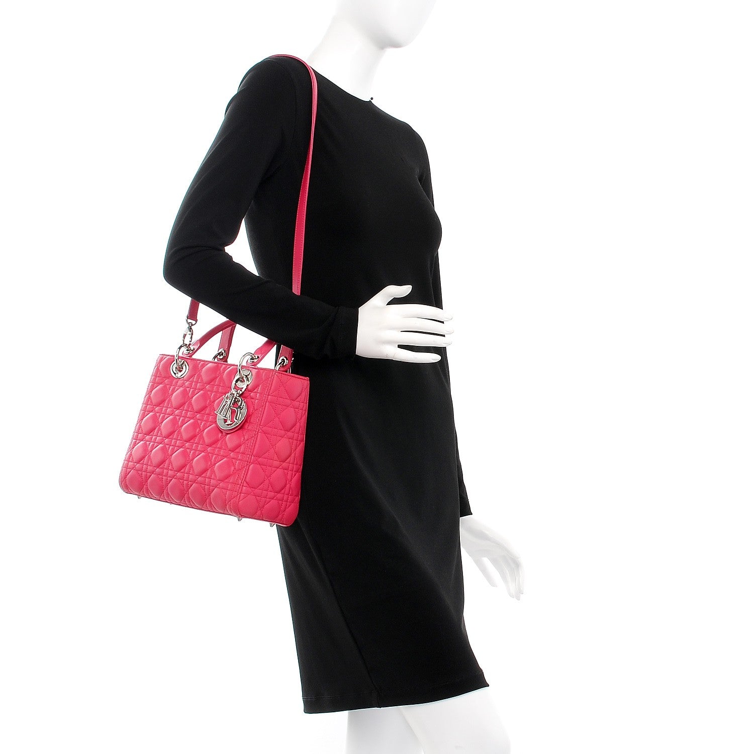 Christian Dior Lambskin Cannage Medium Lady Dior Pink 2 of 9