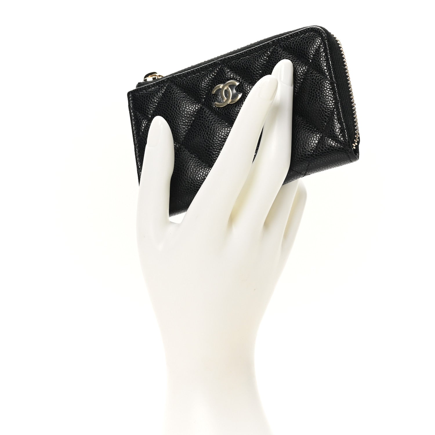 Chanel Caviar Quilted Zipped Key Holder Case Black 2 of 8