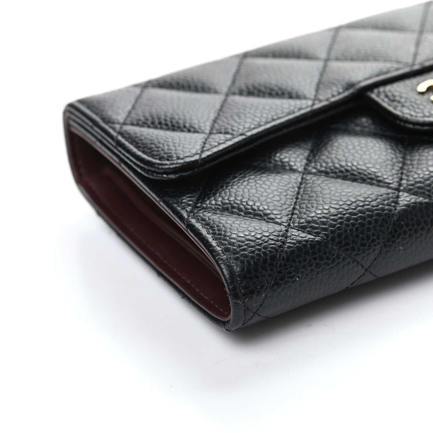 Caviar Quilted Large Flap Wallet Black