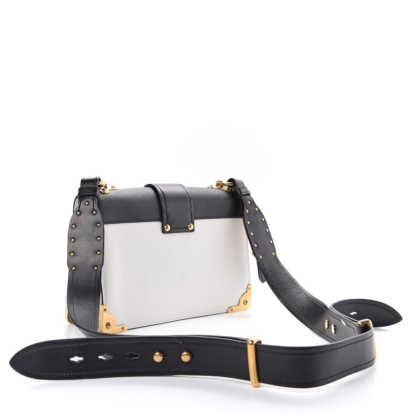 City Calf Saffiano Large Cahier Bag White Black