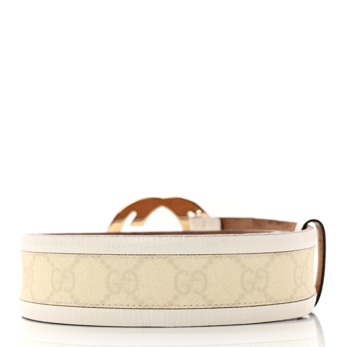 GG Plus Monogram Calfskin Interlocking G 40mm Belt 95 38 White