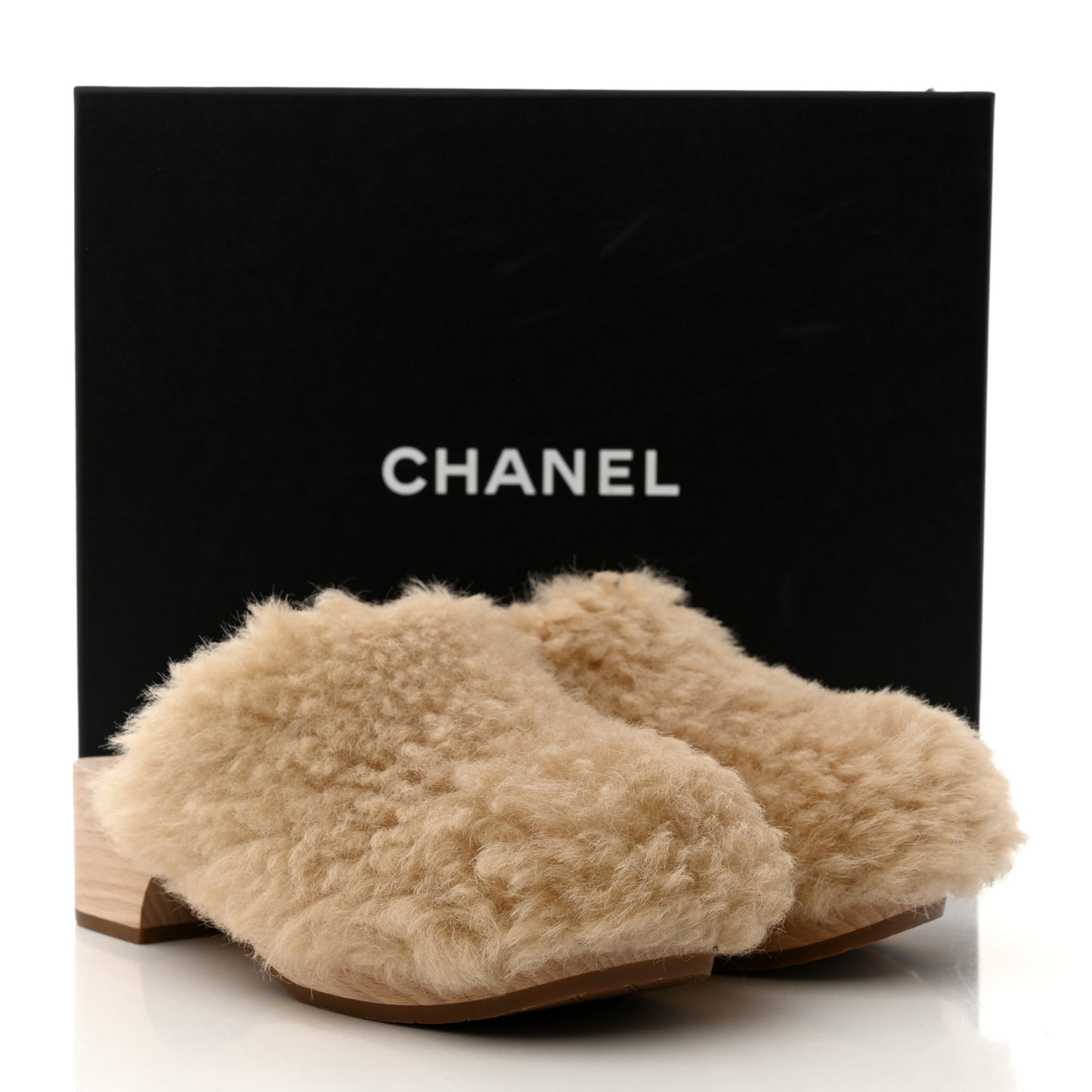 Shearling Lambskin Clogs 36 Beige