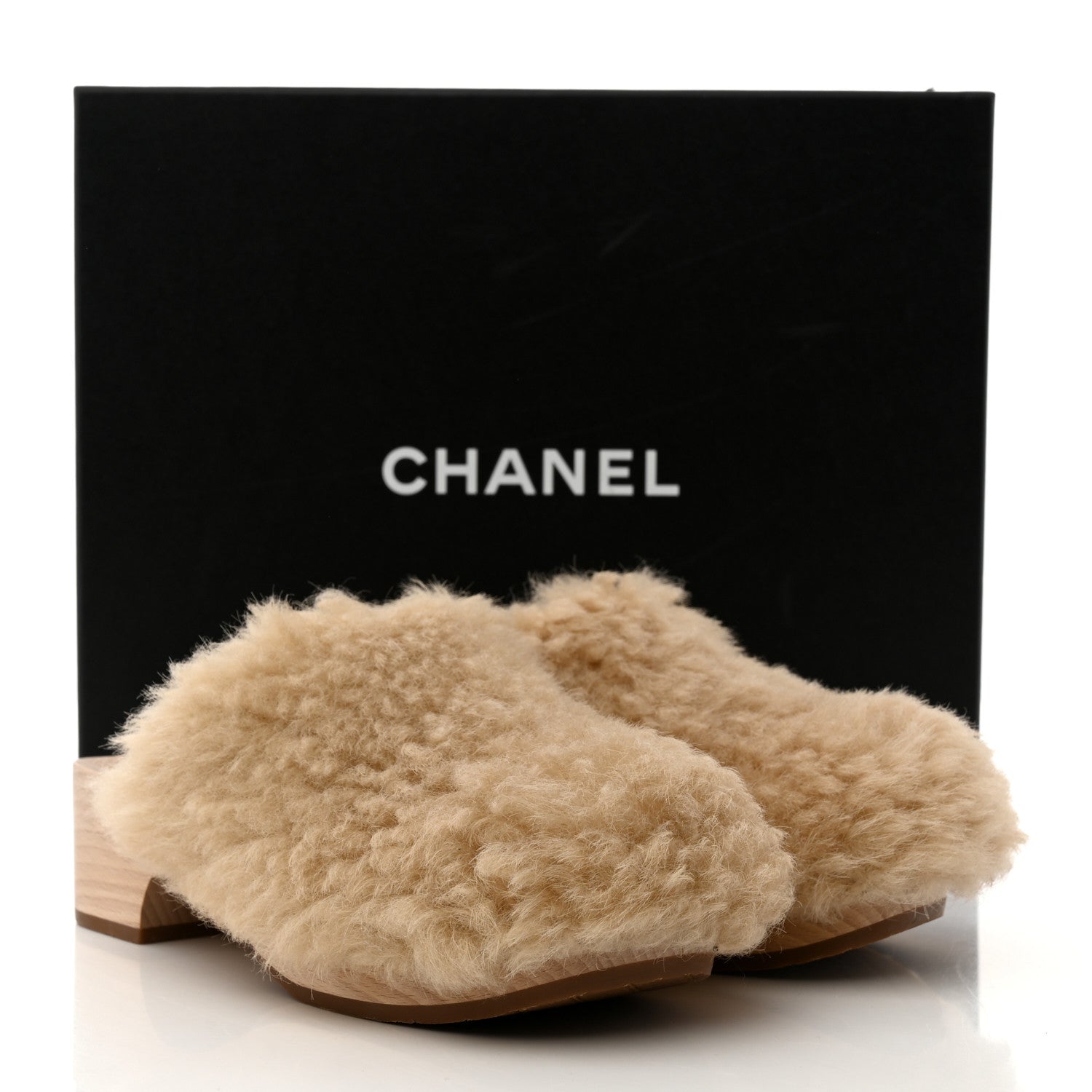 Chanel Shearling Lambskin Clogs 36 Beige 9 of 9