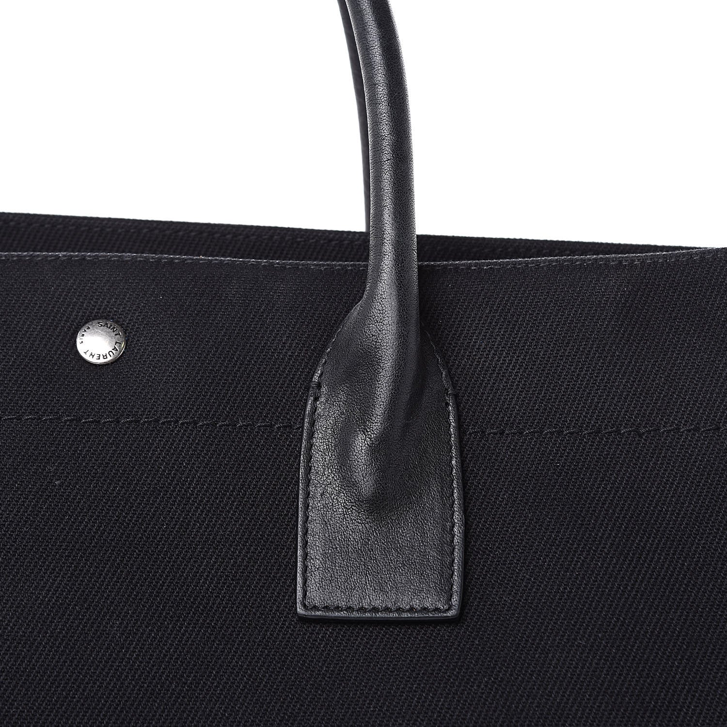 Saint Laurent Linen Calfskin Rive Gauche Tote Black 11 of 16