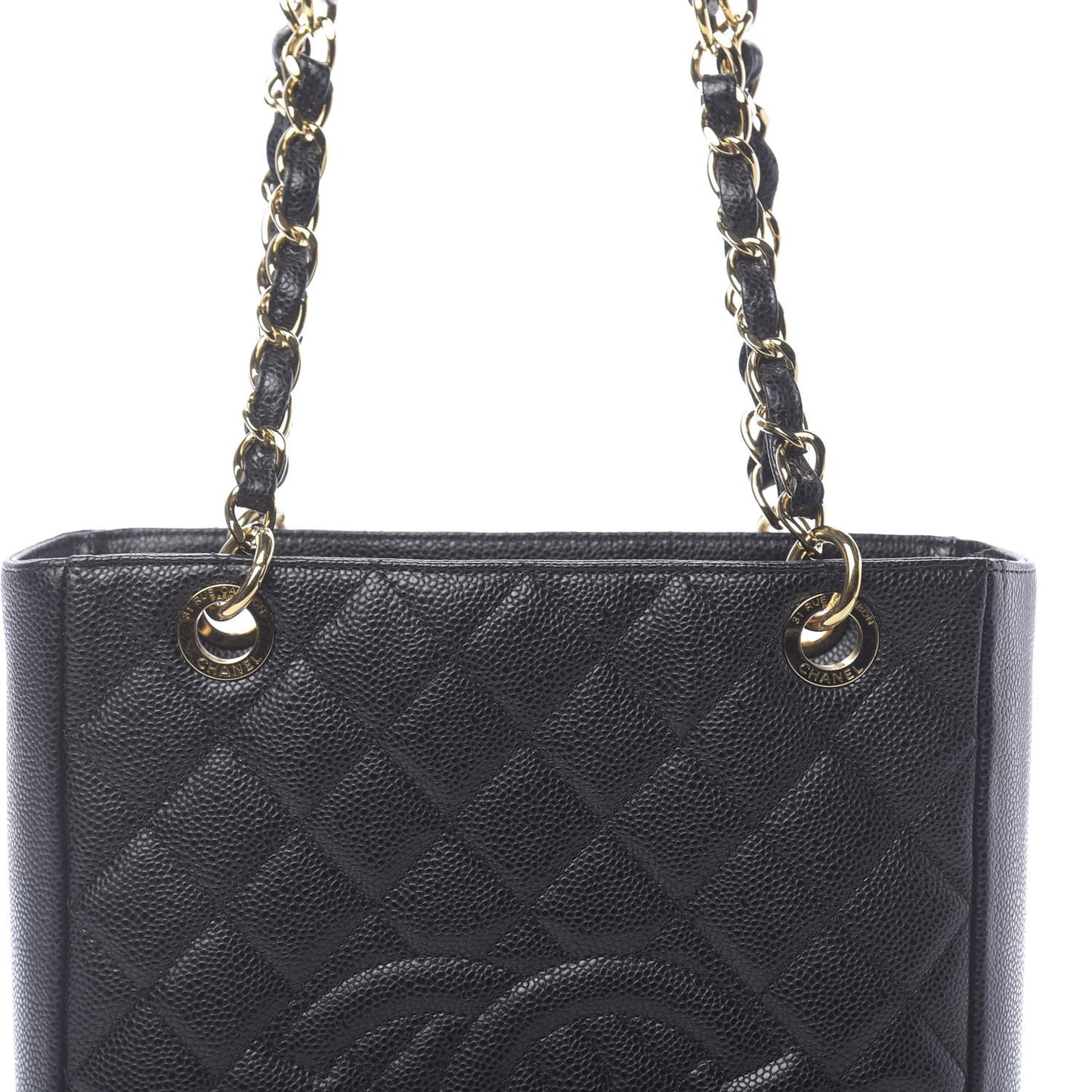 Caviar Quilted Petit Shopping Tote PST Black