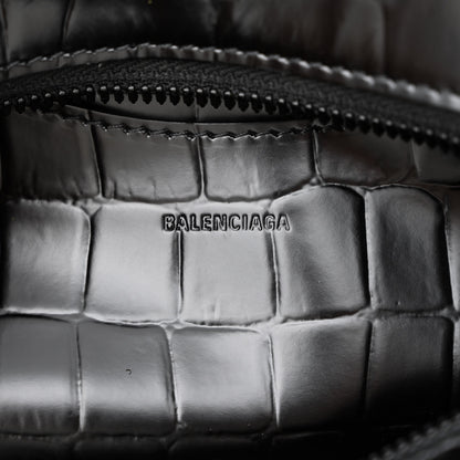 Balenciaga Semi Shiny Calfskin Crocodile Embossed Neo Classic Black Hardware Mini City Black 6 of 12