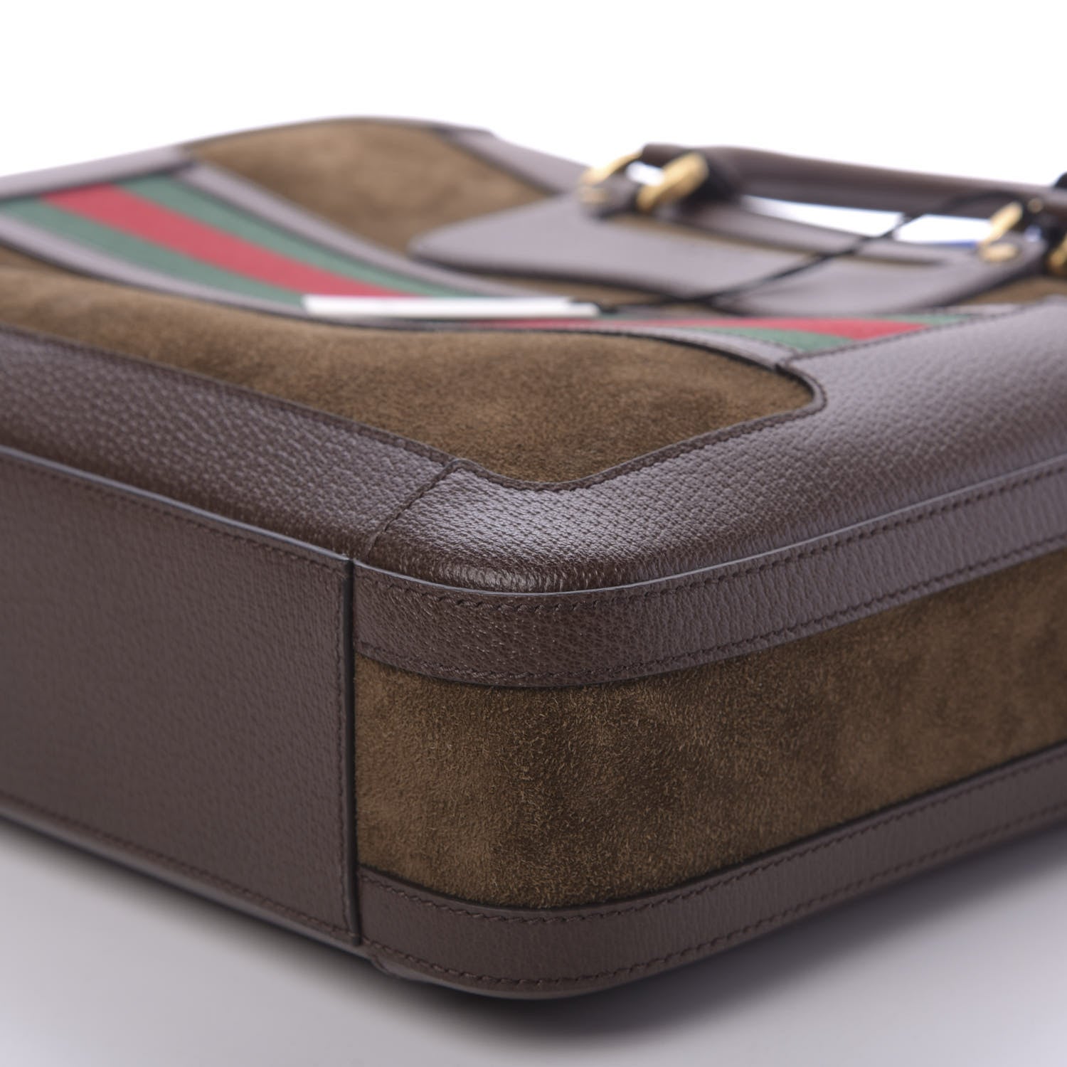 Gucci Suede Rainbow Strap Briefcase Brown 9 of 10