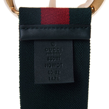 Gucci Elastic Web Crystal Embellished Plexiglass GG Marmont Belt 80 32 Red Green 4 of 4