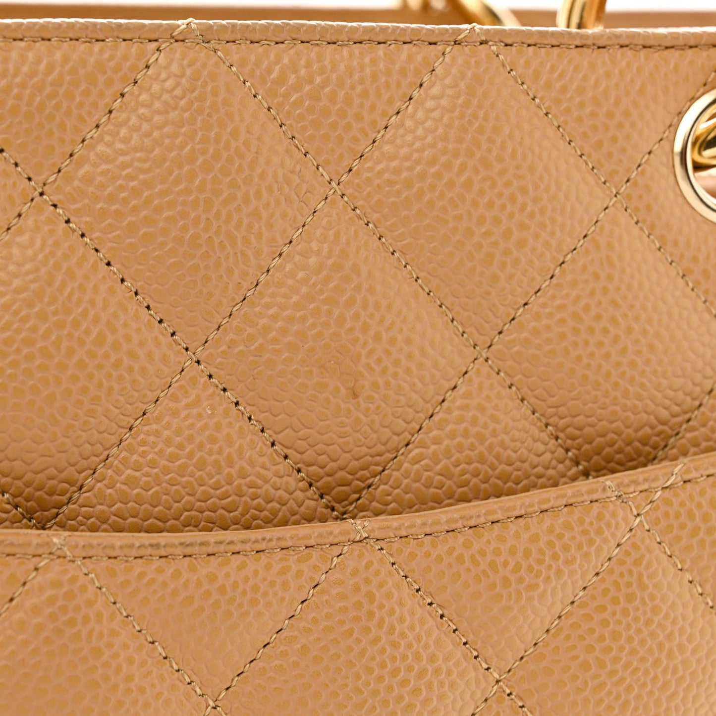 Caviar Quilted Grand Shopping Tote GST Dark Beige