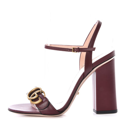Gucci Lifford Calfskin GG Marmont Ankle Wrap 105mm Sandals 36 Vintage Bordeaux 1 of 10