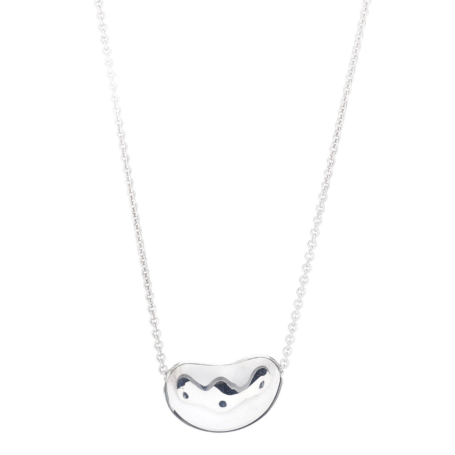Tiffany Sterling Silver 20mm Elsa Peretti Bean Pendant Necklace 1 of 4