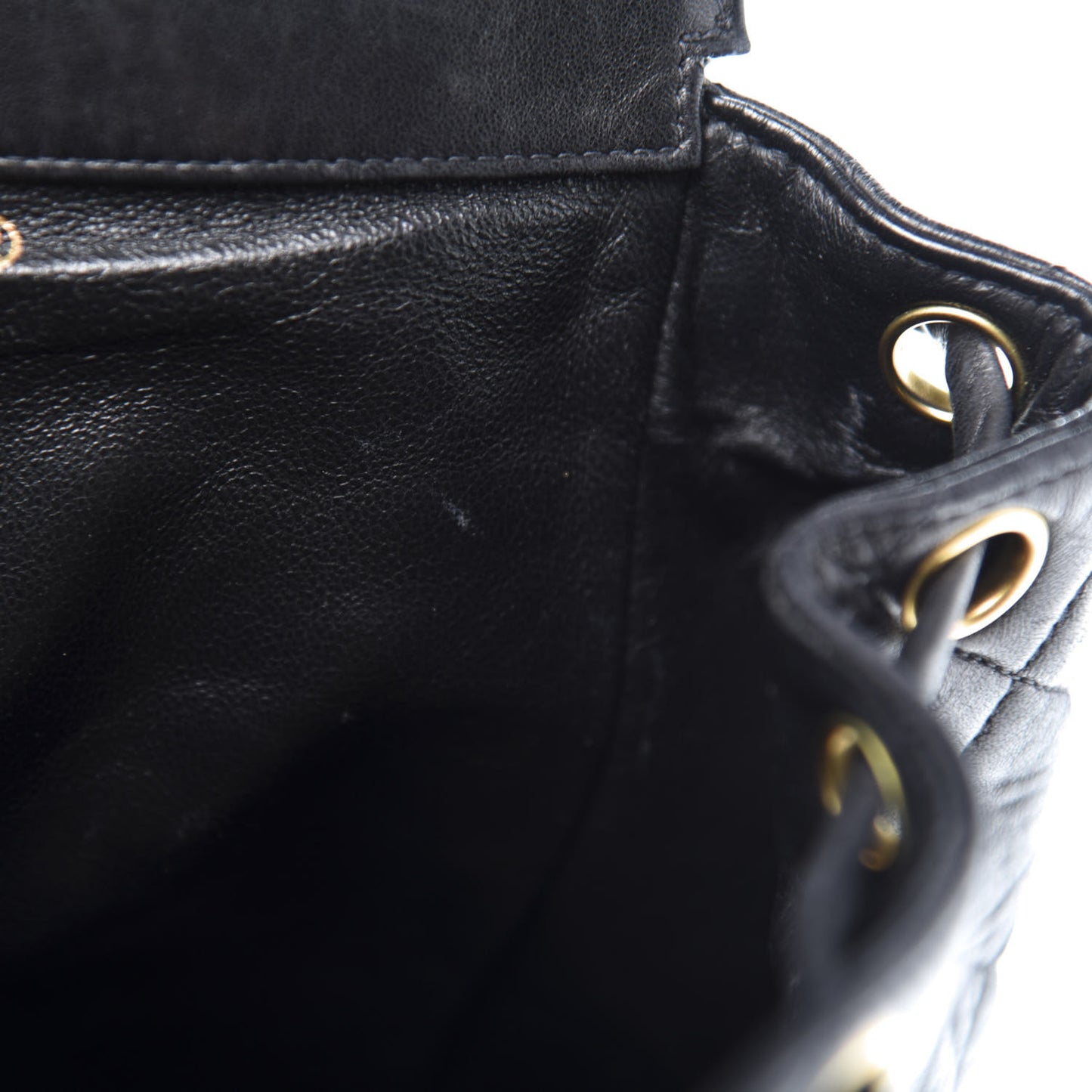 Lambskin Quilted Drawstring Backpack Black