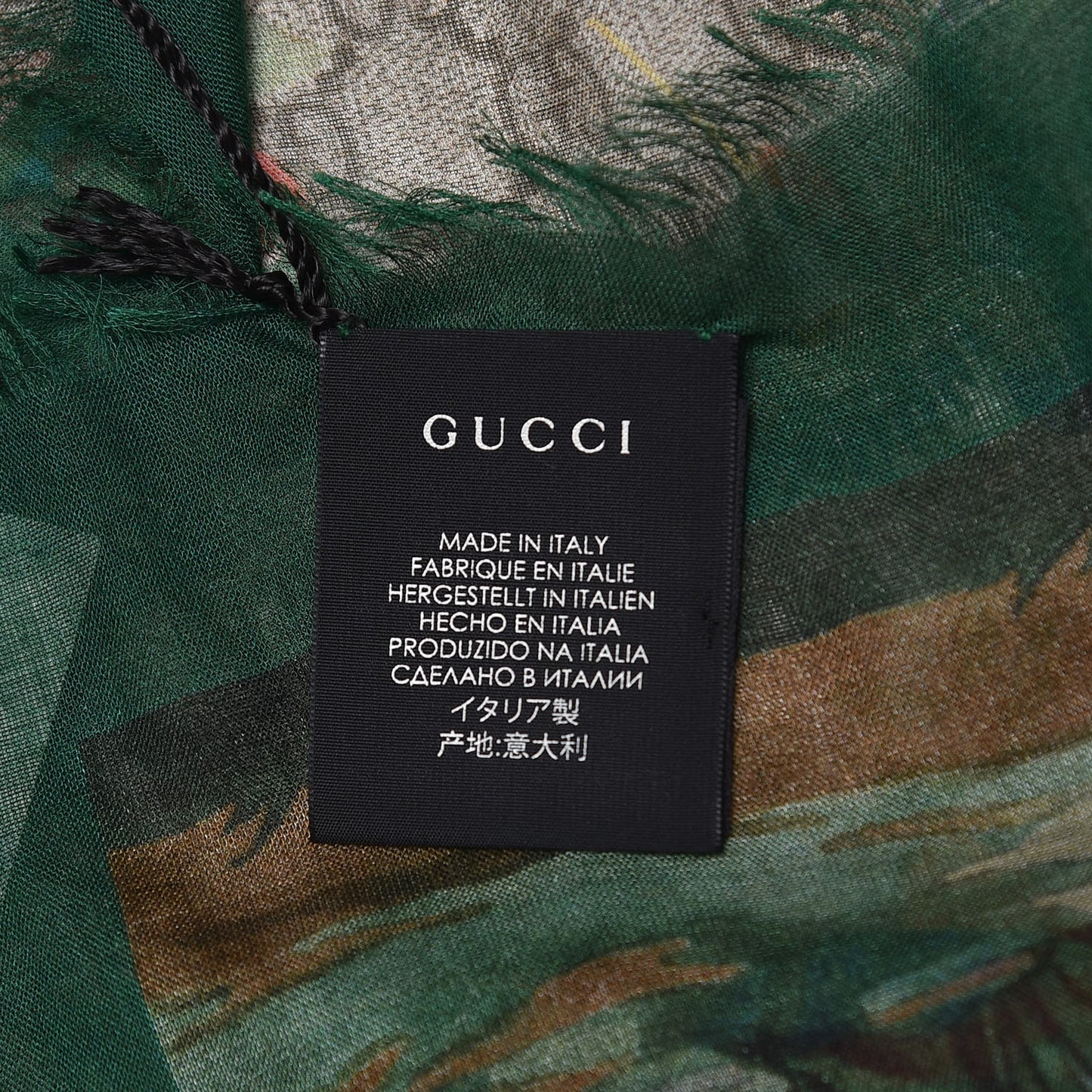 Modal Silk GG Monogram GG Tian Shawl Scarf Green Dark Green