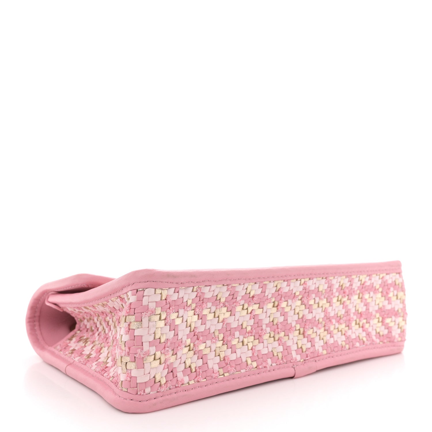 Chanel Metallic Lambskin Viscose Woven Flap Pink Gold 4 of 12