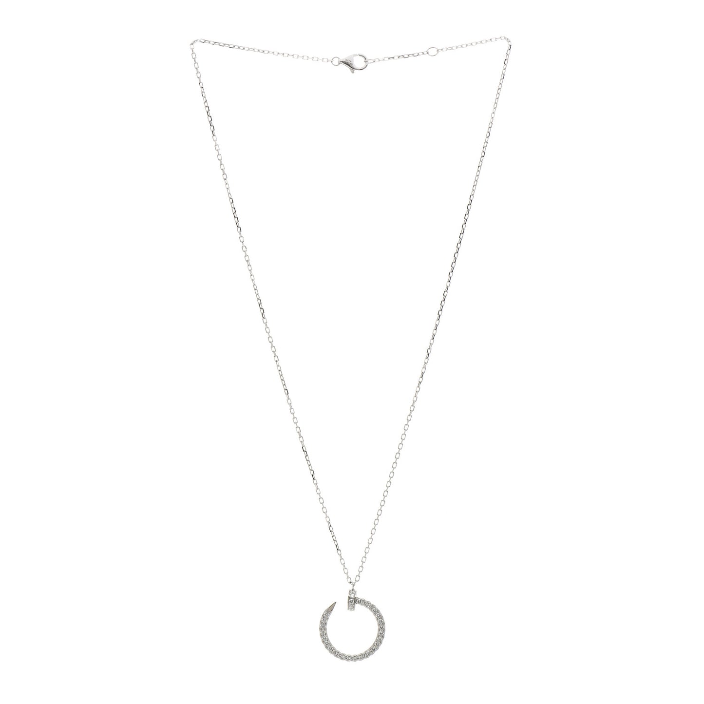 18K White Gold Diamond Juste Un Clou Paved Pendant Necklace