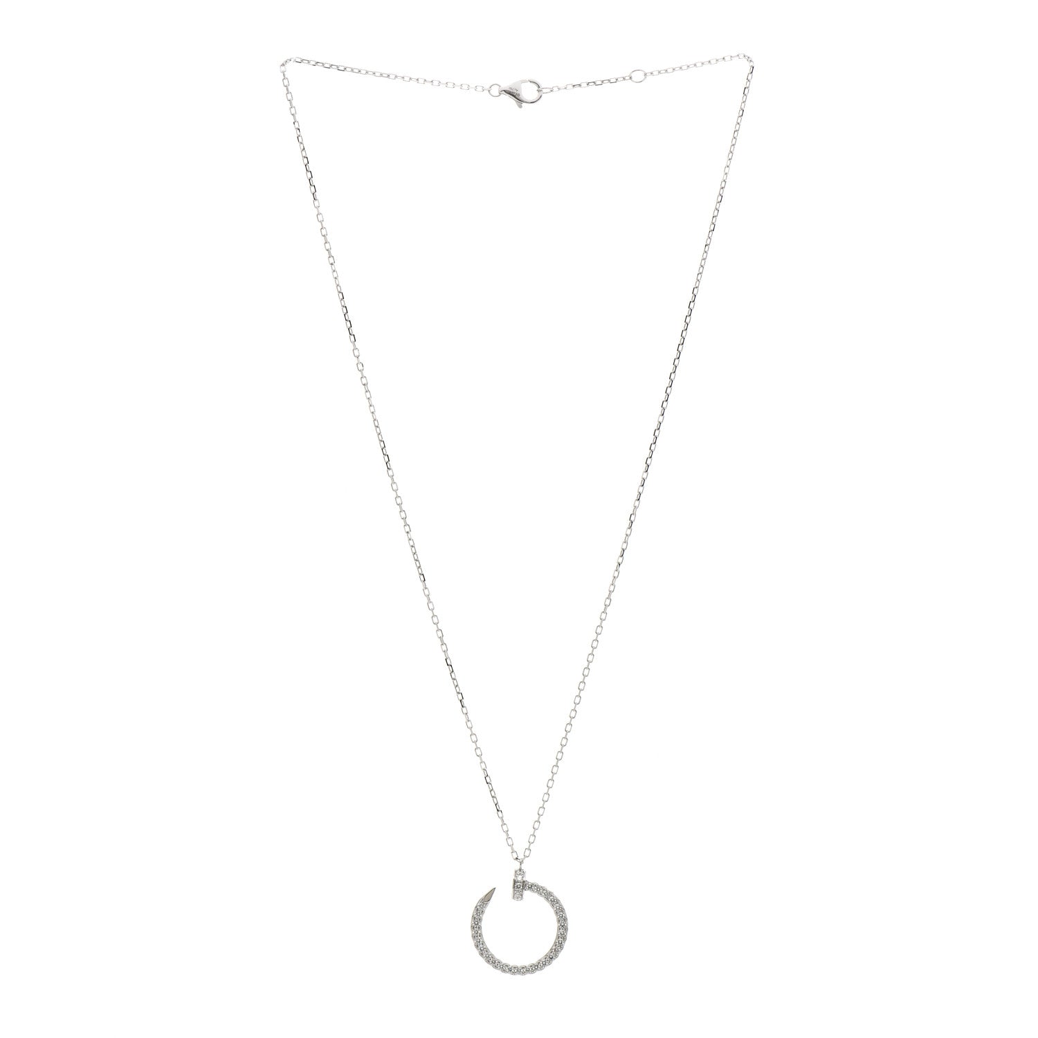 Cartier 18K White Gold Diamond Juste Un Clou Paved Pendant Necklace 2 of 5