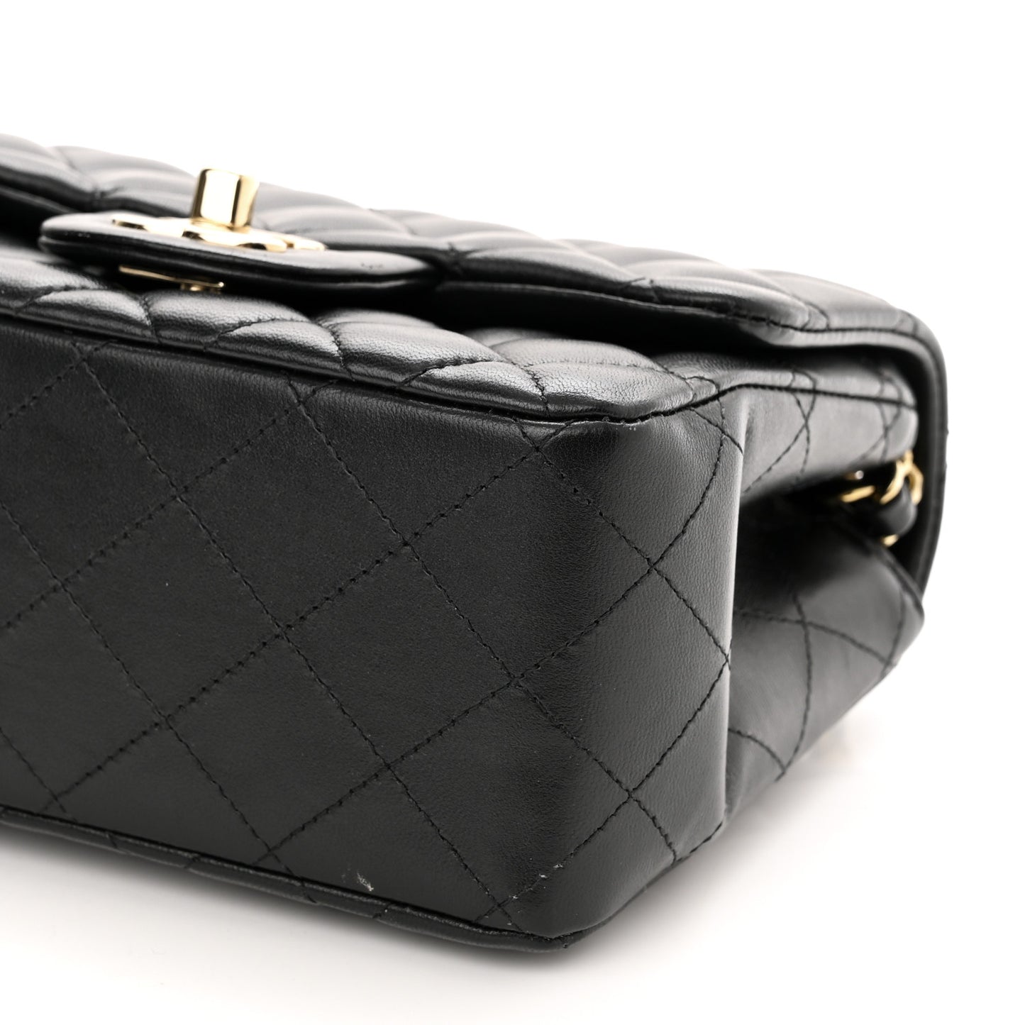 Lambskin Quilted Mini Square Flap Black