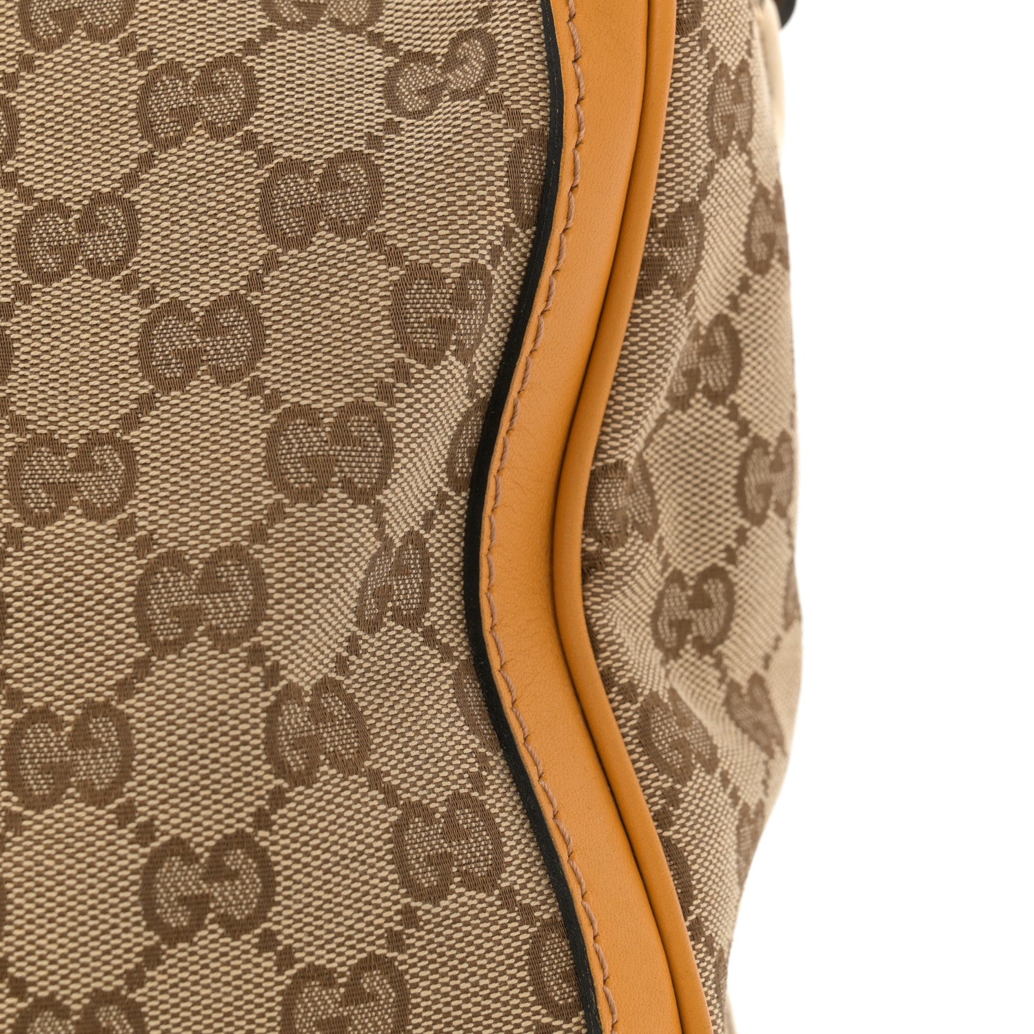 Gucci Monogram Selleria Calfskin Vintage Web Medium Boston Beige Ebony Yellow 12 of 15