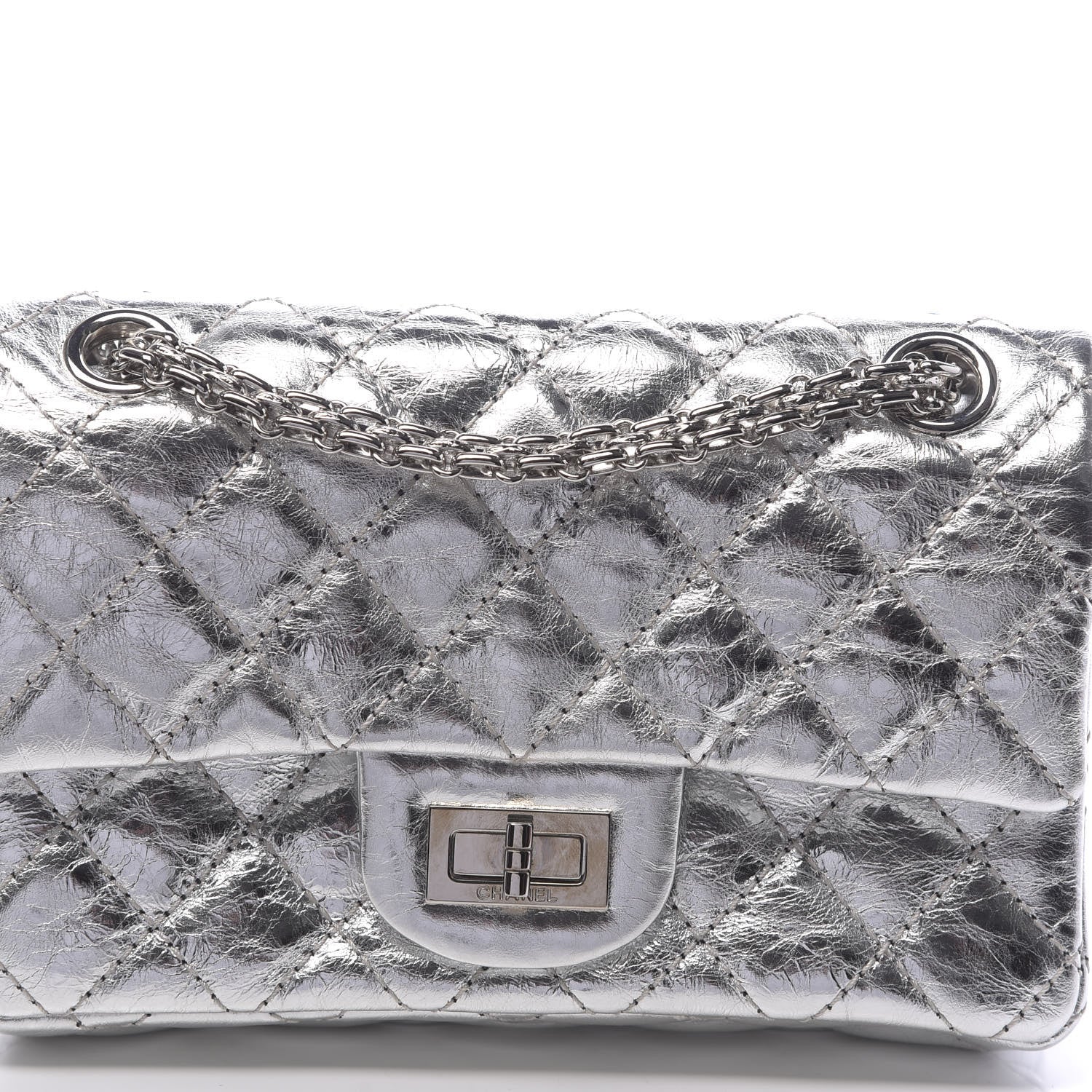 Chanel Metallic Aged Calfskin Quilted 2.55 Reissue 224 Flap Silver 10 of 11