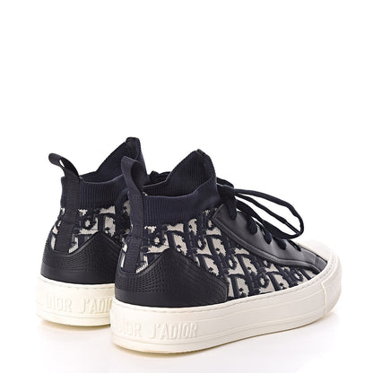 Christian Dior Technical Knit Calfskin Oblique Womens Walk'n Dior Mid Top Sneakers 38 Deep Blue 4 of 12