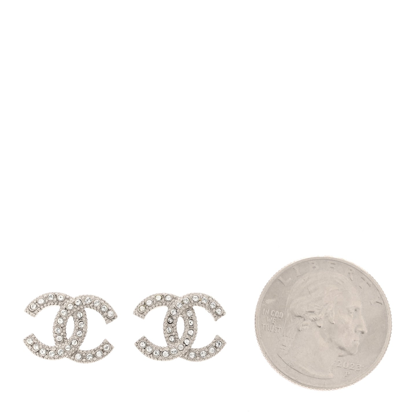 Crystal CC Coco Flapper Earrings Silver
