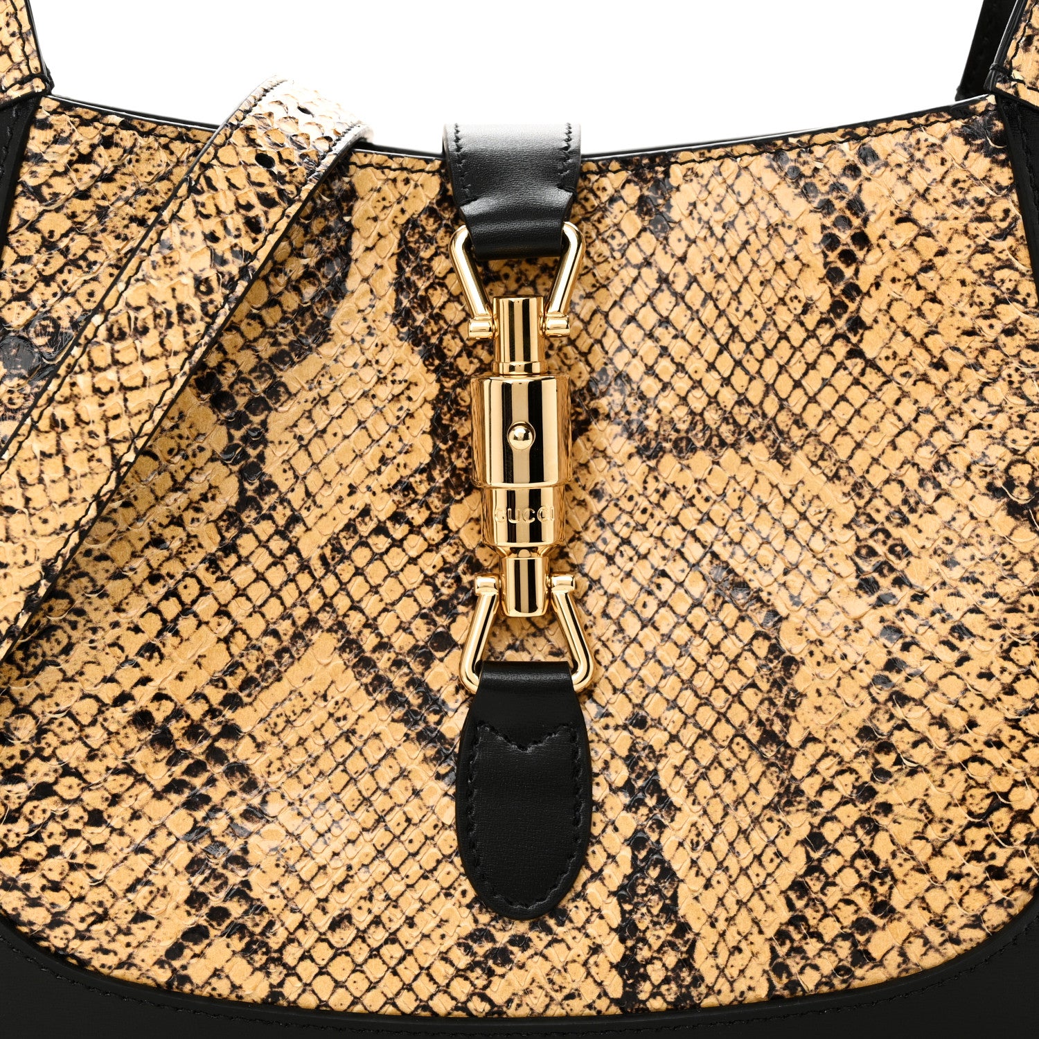 Gucci Snakeskin Calfskin Small Jackie 1961 Hobo Beige Black 8 of 10