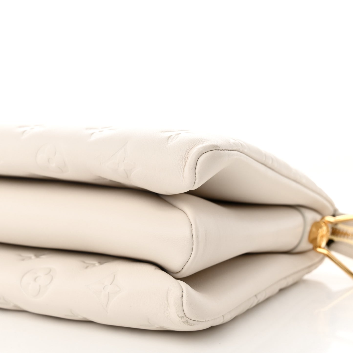 Lambskin Embossed Monogram Coussin PM Beige Cream