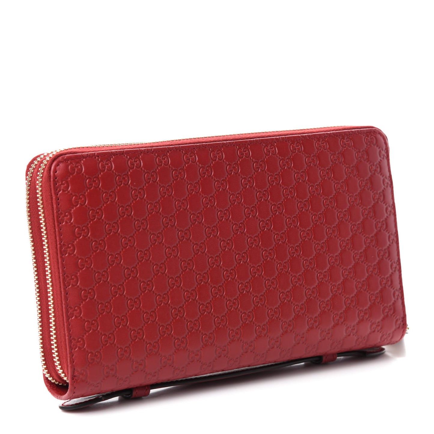 Microguccissima Zip Around Top Handle Travel Wallet Red