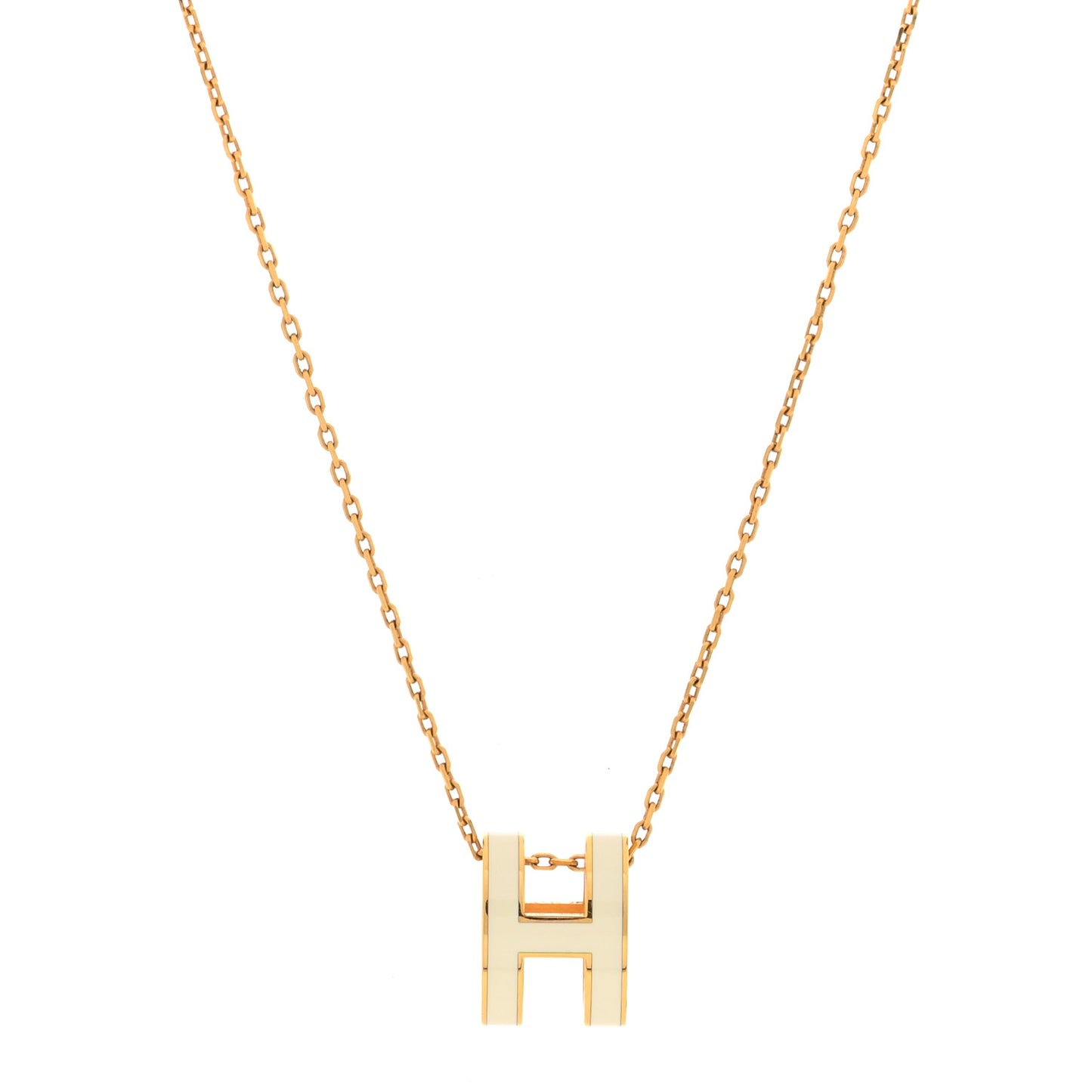 Lacquered Gold Pop H Pendant Necklace White