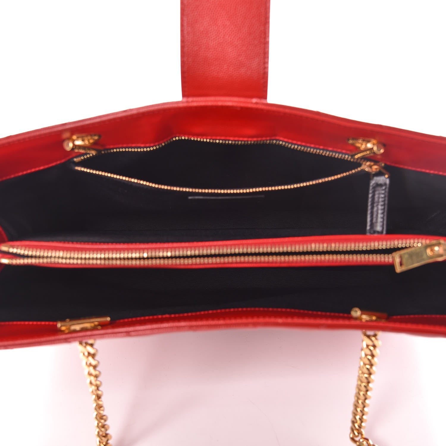 Saint Laurent Grain De Poudre Matelasse Chevron Large Monogram Shopping Bag Red 5 of 16