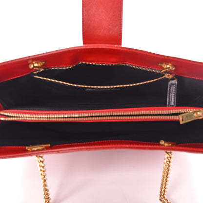 Saint Laurent Grain De Poudre Matelasse Chevron Large Monogram Shopping Bag Red 5 of 16