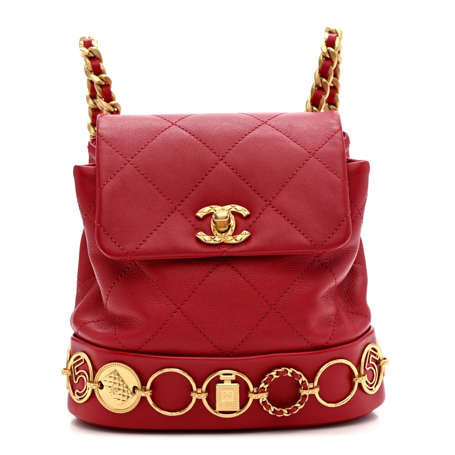 Chanel Calfskin Quilted Small Charms Backpack Red 1 of 11