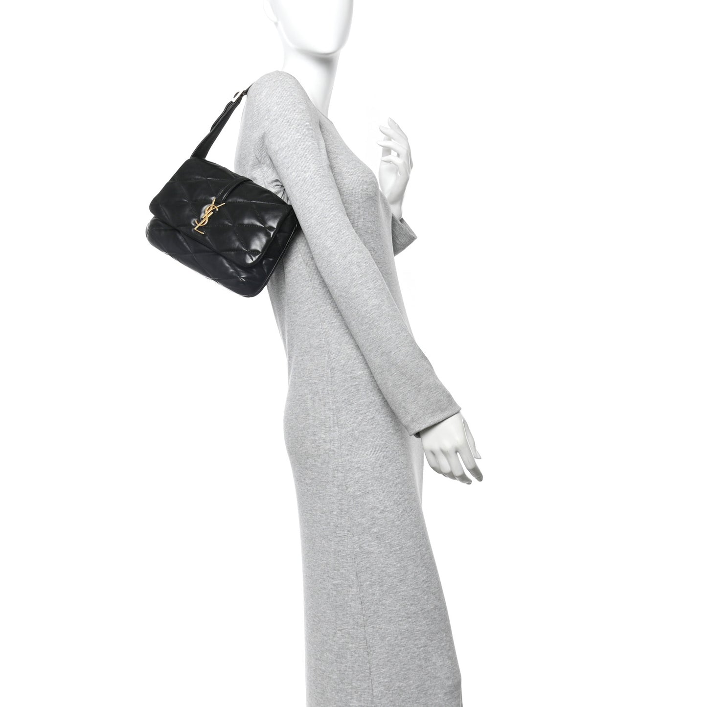 Lambskin Quilted Le 57 Diamond Shoulder Bag Black