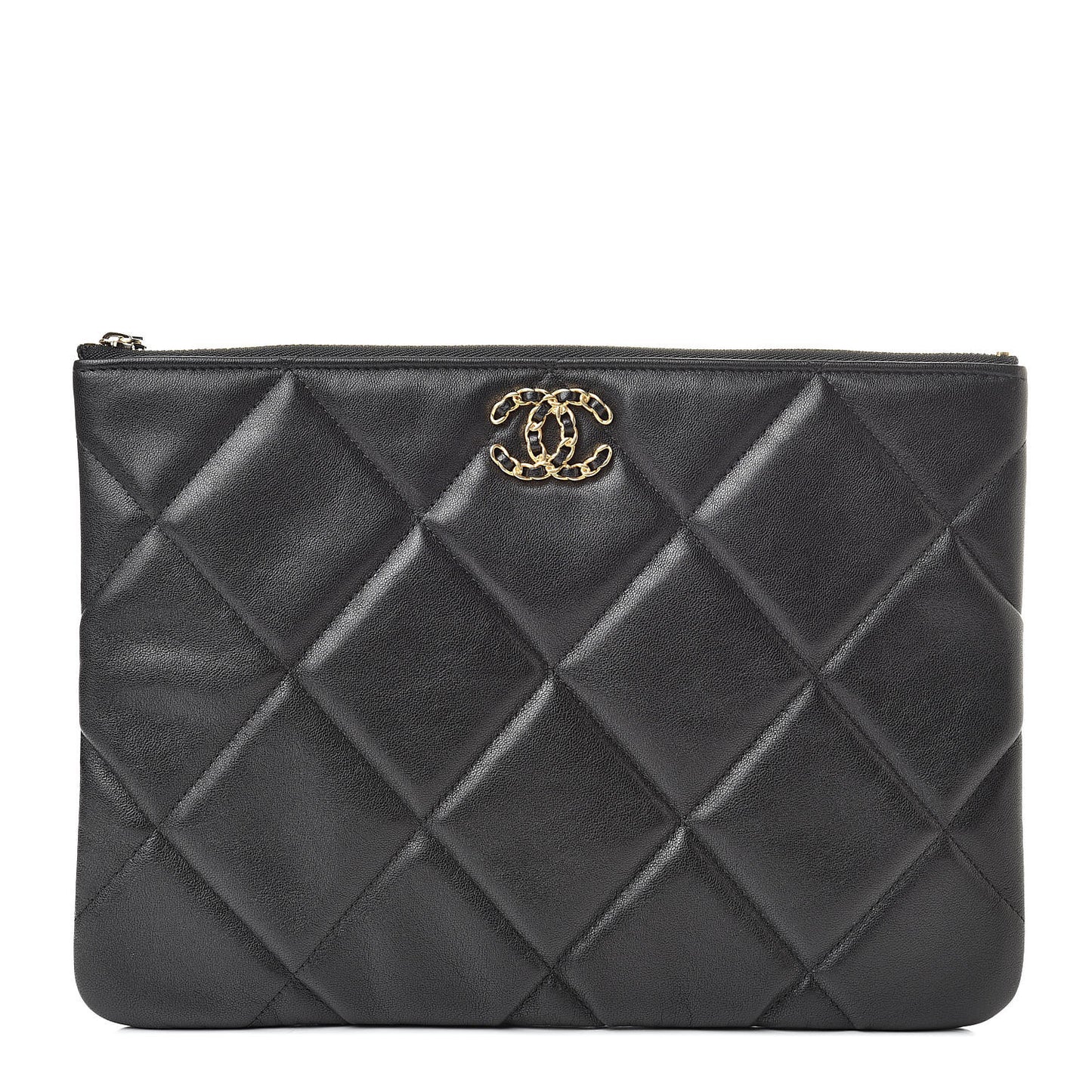 Goatskin Quilted Large 19 Cosmetic Case Black