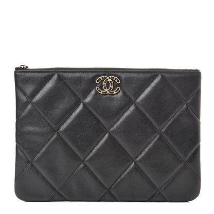 Chanel Goatskin Quilted Large 19 Cosmetic Case Black 1 of 8