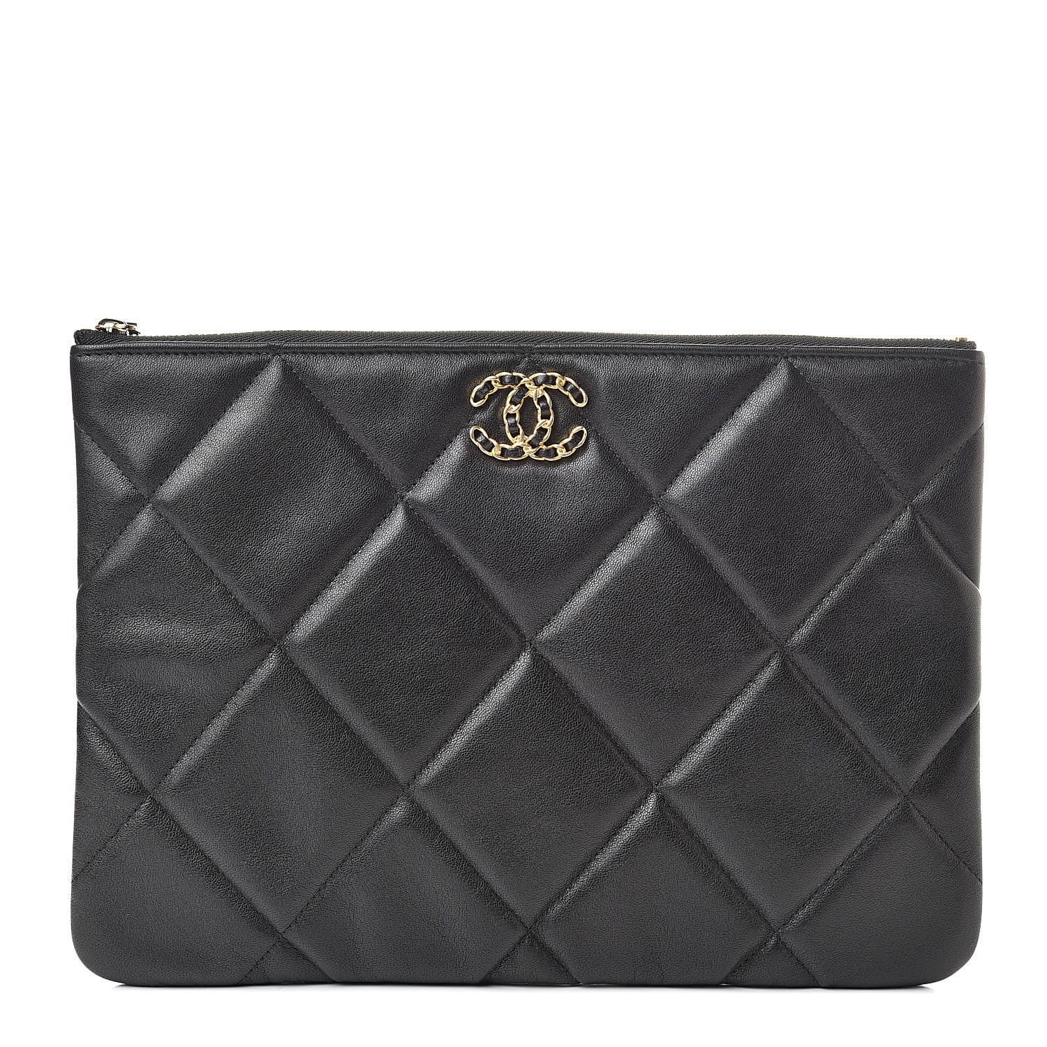 Chanel Goatskin Quilted Large Chanel 19 Cosmetic Case Black 1 of 8