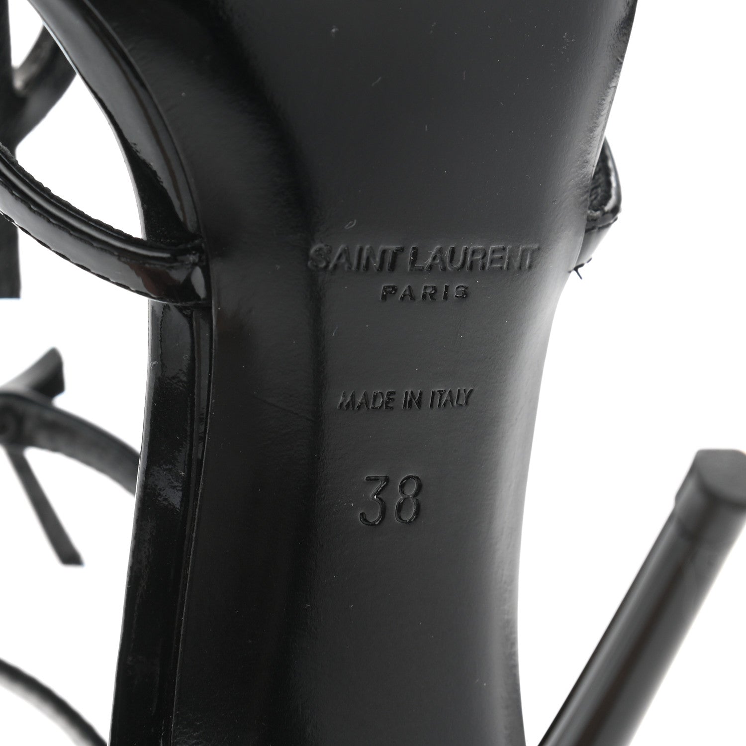 Saint Laurent Patent Cassandra 100 Sandals 38 Black 6 of 12