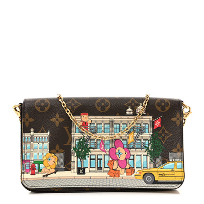 Louis Vuitton Monogram 2022 Christmas Animation New York Soho Pochette Felicie Chain Wallet Yellow 1 of 12