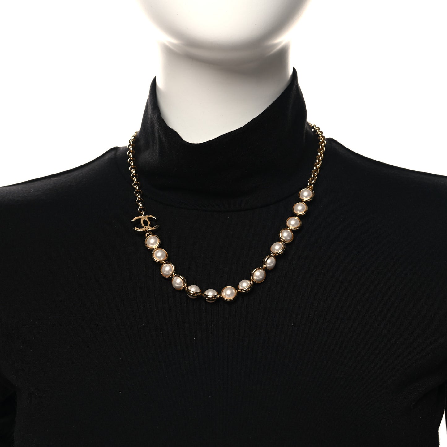 Pearl CC Short Necklace Gold