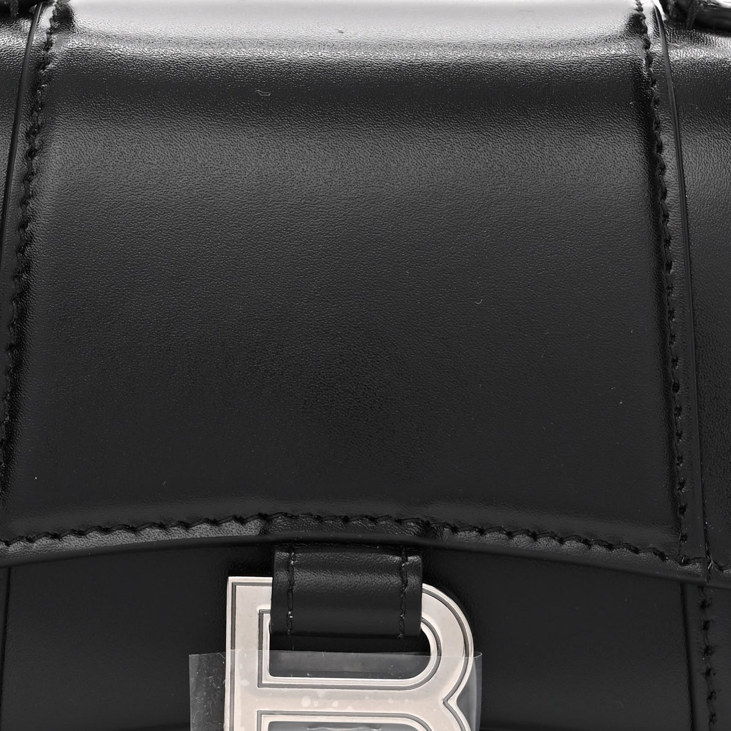 Shiny Box Calfskin Hourglass Top Handle Bag XS Black